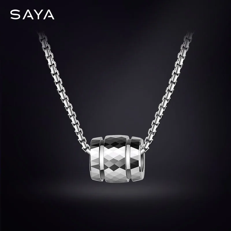 Necklace Men, Tungsten Pendant, Fashion Casual Sporty Multi-Faceted Design, Creative Necklaces Jewelry Scratch Proof, Engraving