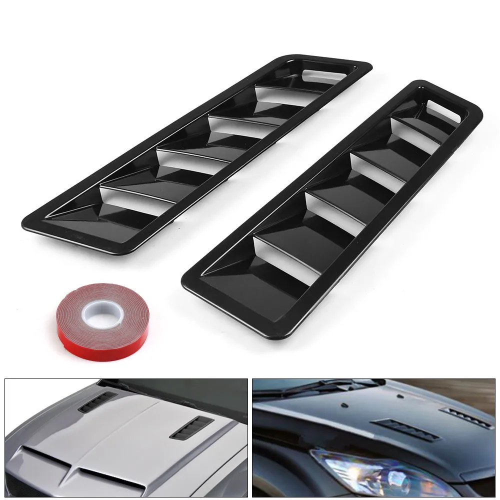 

17X5 Inch Universal Car Air intake Scoop Bonnet Hood Vent Louver Cooling Panel Trim Set Matte Black Carbon Fiber ABS 2PCS