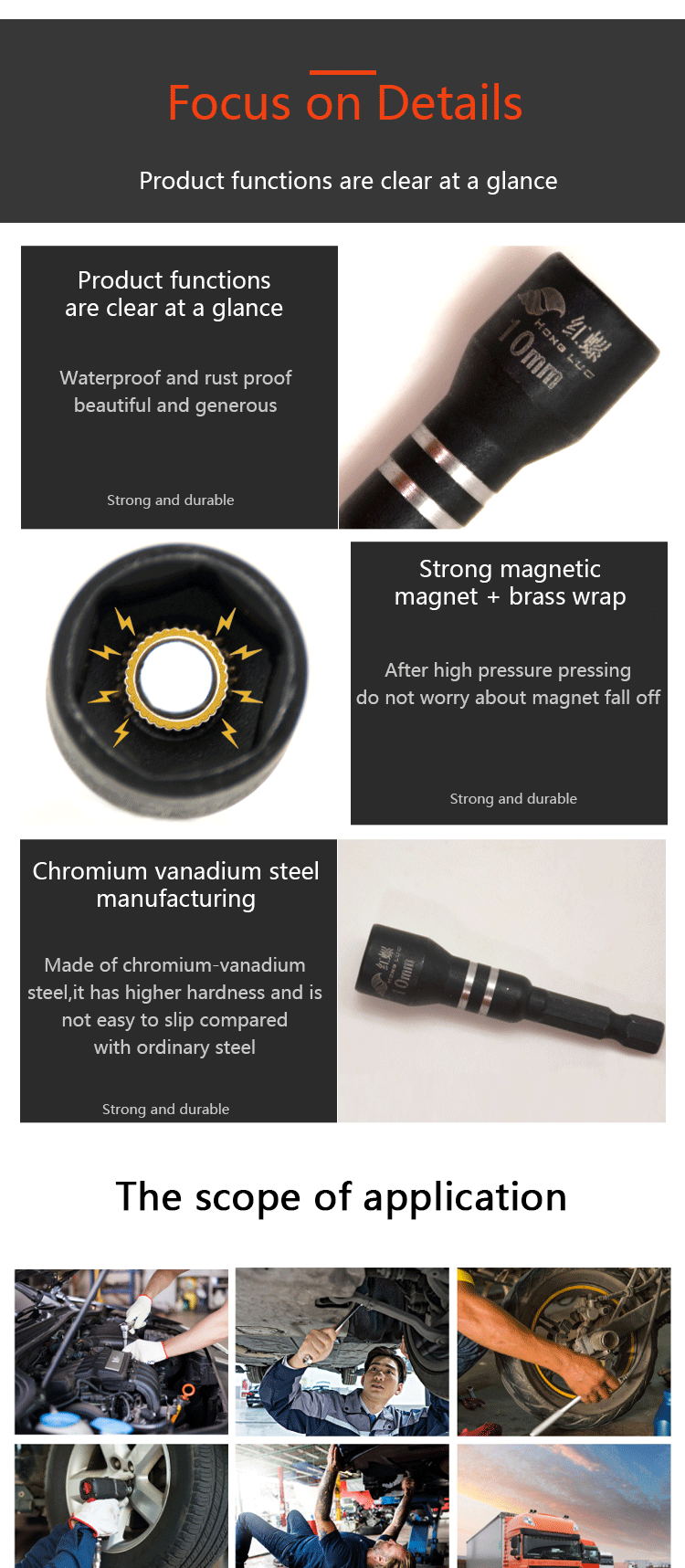 3/4/6/9 stücke Hex Magnetische Steckschlüssel Buchse Elektrische Bohrer Werkzeug Zubehör Auto Reparatur Werkzeug Auswirkungen Verlängerung & Buchse Adapter – Detail 4