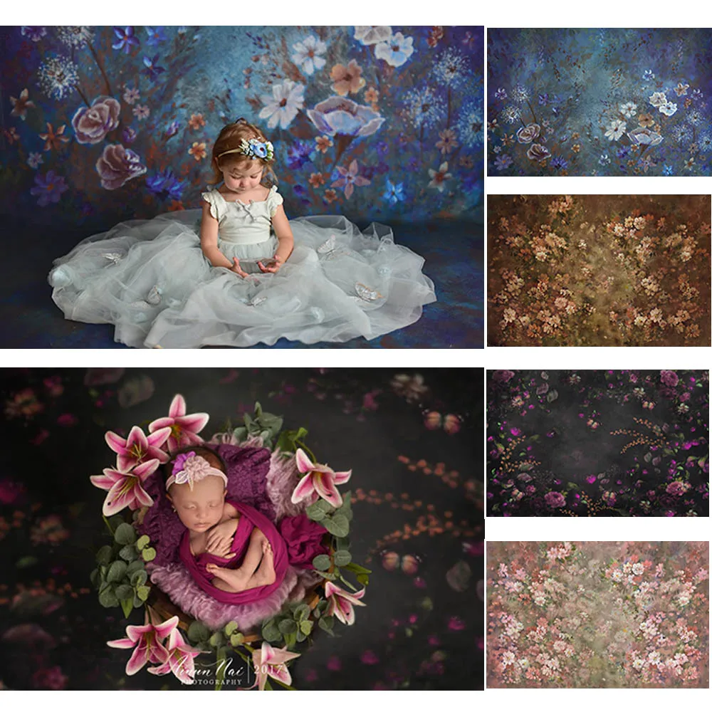 Mocsicka-Fleurs de Bergame abstraites pour la photographie, arrière-plan de portrait de nouveau-né, décors d'art floral, fond de photocall, studio photo, bébé, enfants