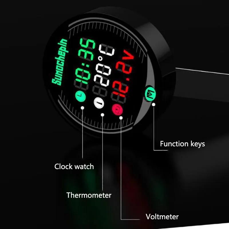 NEW 5-In-1 Motorcycle Modified Water Temperature Meter Time Voltmeter 12V Chronometer USB Mobile Phone Charging Waterproof