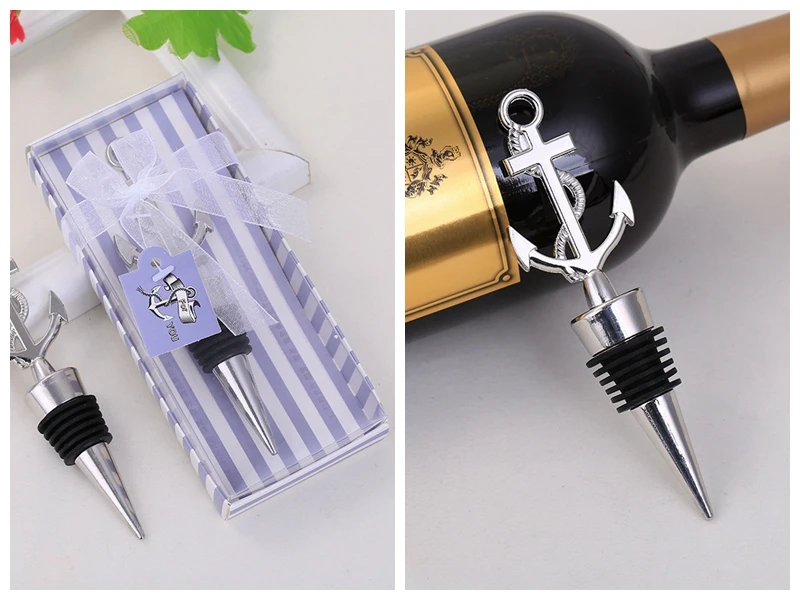 

(30 Pieces/Lot) Perfect Wedding and Party Favors of Nautical Themed Anchor Wine Stopper Favors For Guests and Beach Party gifts