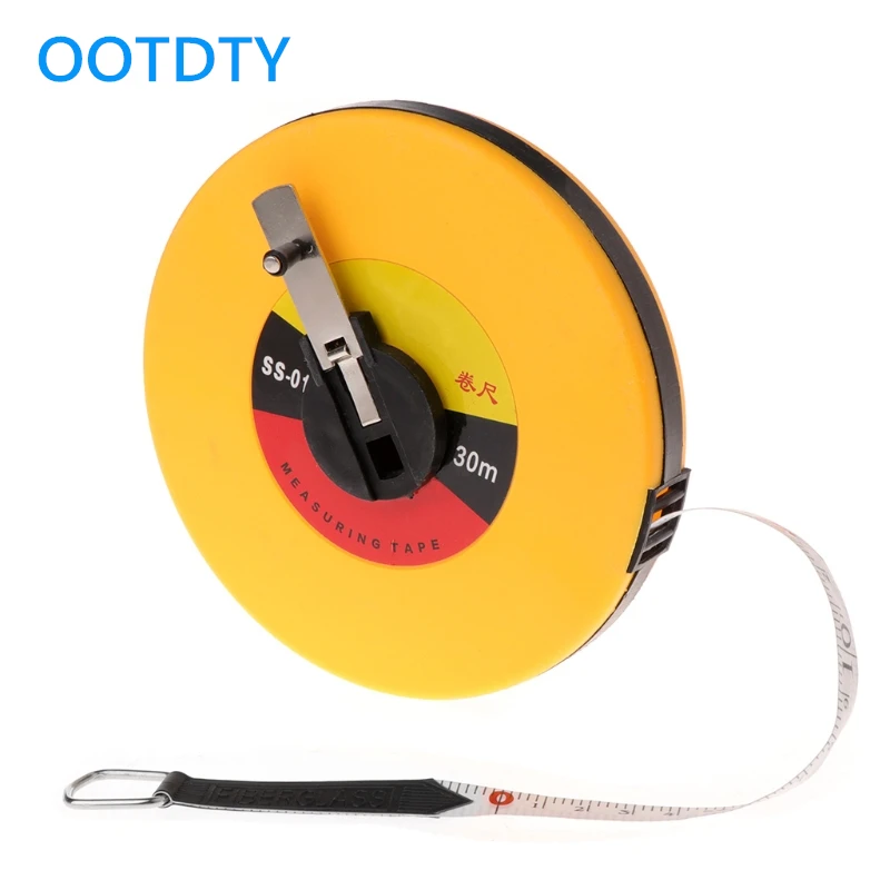 Hand-held Fiber Measuring Tape Disc Flexible Ruler Wind Up Measure 10M, 30M-Flexible Measuring Flat Tape Parcel Tape