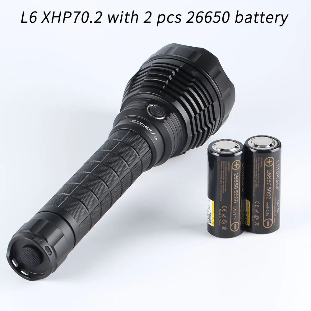 Convoy L6 26650 flashlight ,XHP70.2 SST70 XHP70.3 Hi led inside ,with battery inside