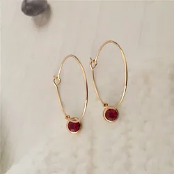 Korean Style Lovely Women Hoop Earrings Gold Color Hoop with Small Cute Stone Charm Earrings for Girl and Mom Best Gift