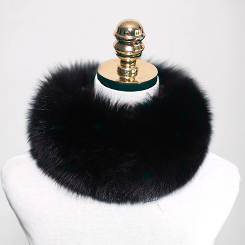 Luxury Accessories 100%  Fox Fur Bib For Women Female Winter Neck Warm Thickened Magnet Widened Short Hair Scarf Ring Foulard