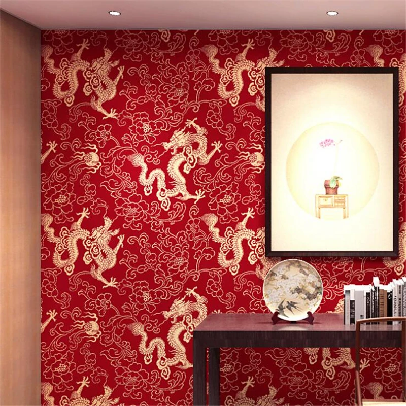 beibehang New Chinese style wallpaper dragon pattern classical Zen style Chinese style hotel restaurant TV background wall обои