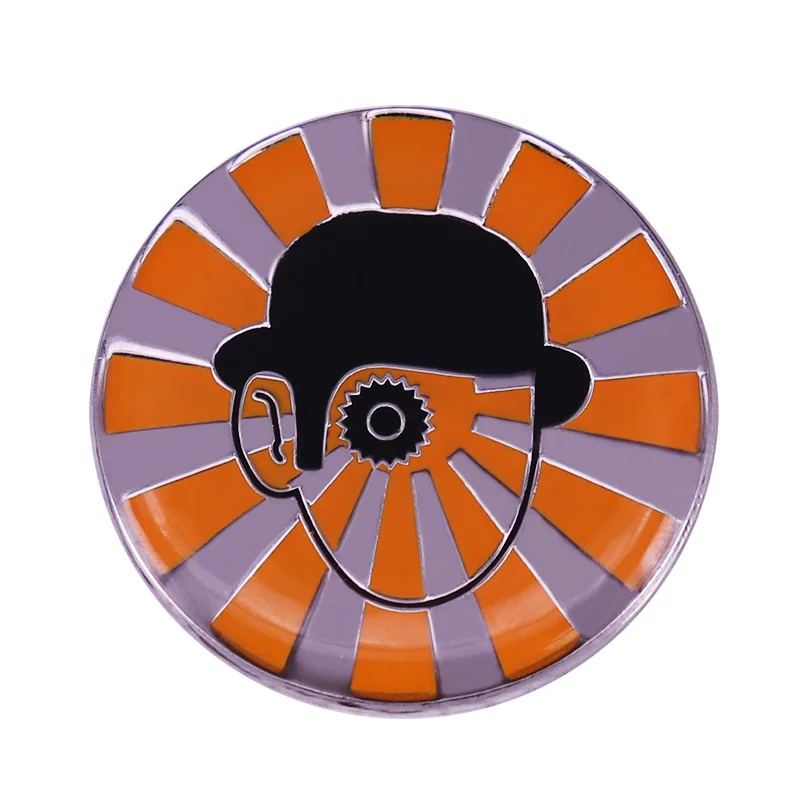 Orange Clock Badge Cute musician Button Pin Jewelry