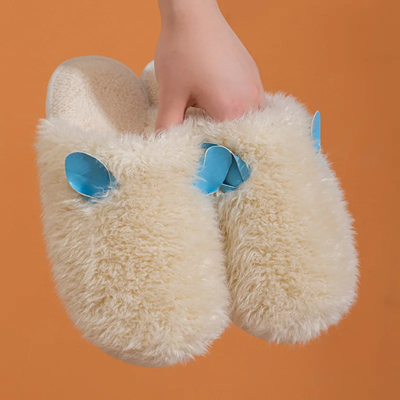 

Nice Pop Winter Cute Cartoon Plush Cotton Slippers Women Home Indoor Cotton Support Shoes Male Lovers Slippers Men