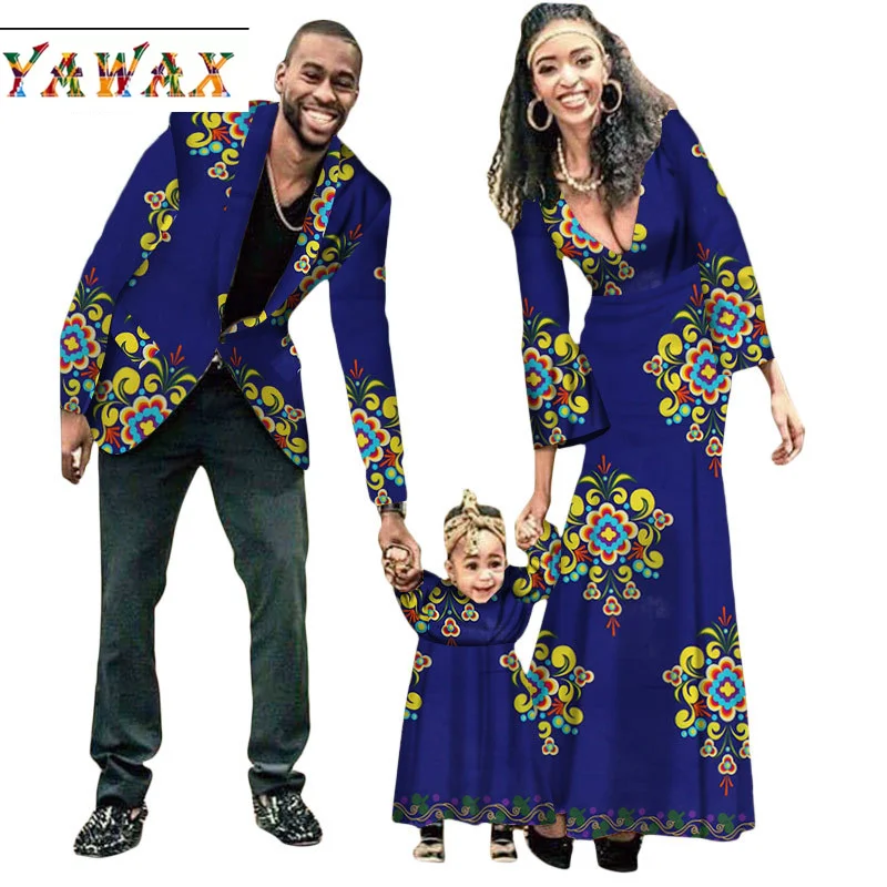 2021 New Autumn New Fashion Matching Clothes Brand Father Mother And Son Baby Africa Clothing Vintage Sets Family Full Sleeve