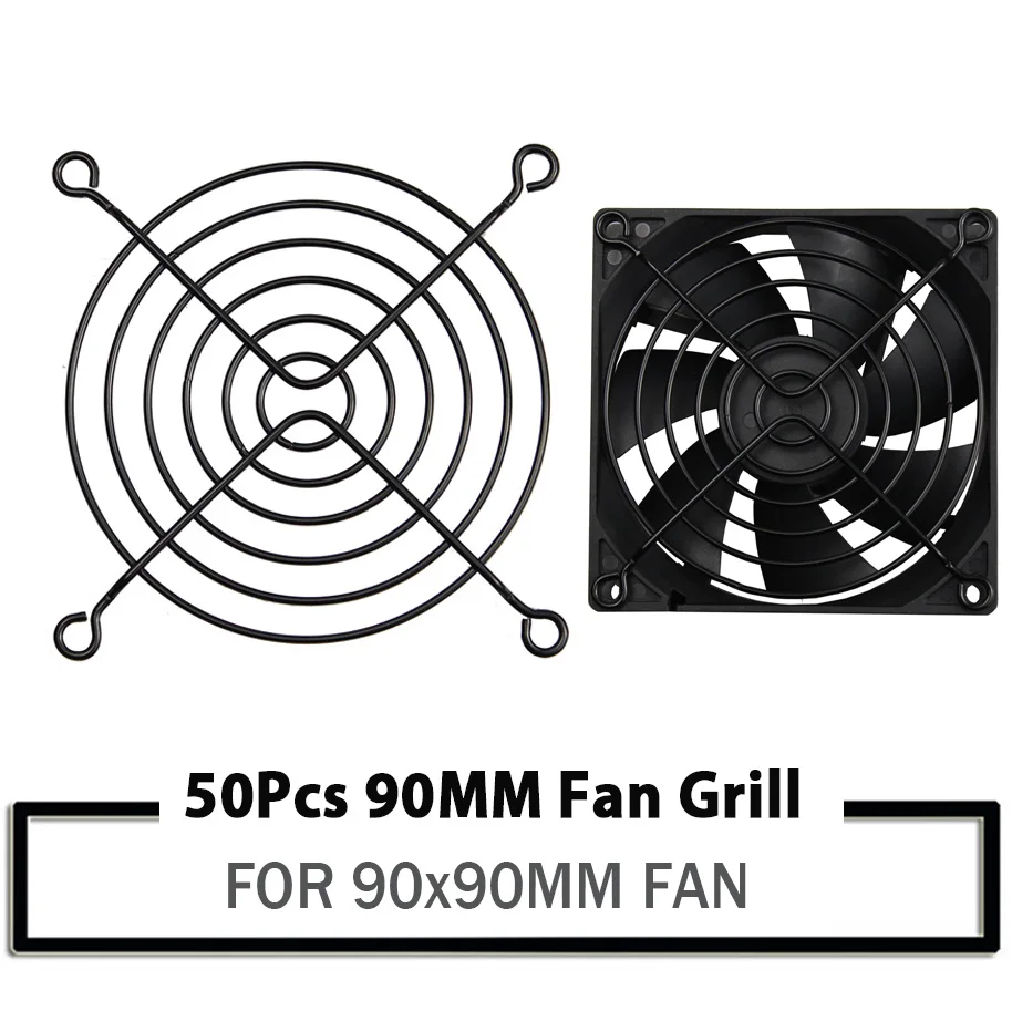 50Pcs YOUNUON 90mm Black Metal Mesh Finger Guard Protective Net Fan Grill 9cm 90x90mm Computer Case Fan Grill