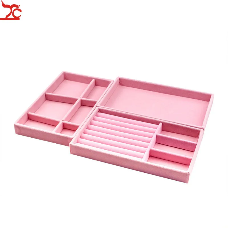 Drawer DIY Ring Jewelry Storage Tray Ring Bracelet Gift Box Velvet Earring Stud Chain Display Case Cufflink Ring Organizer Tray