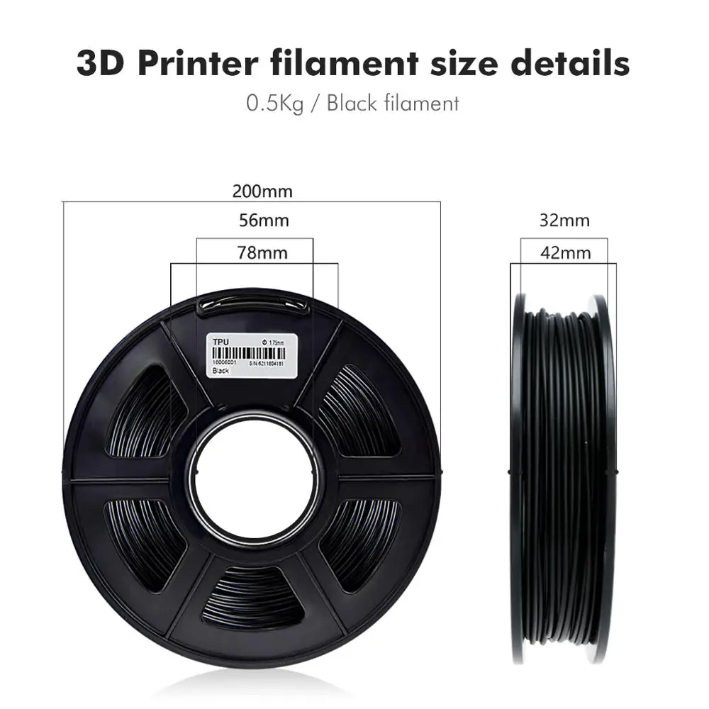 SUNLU TPU 0.5kg Flexible Filament with full color 1.75mm for Flexible DIY gift or model printing ship with 5 pieces