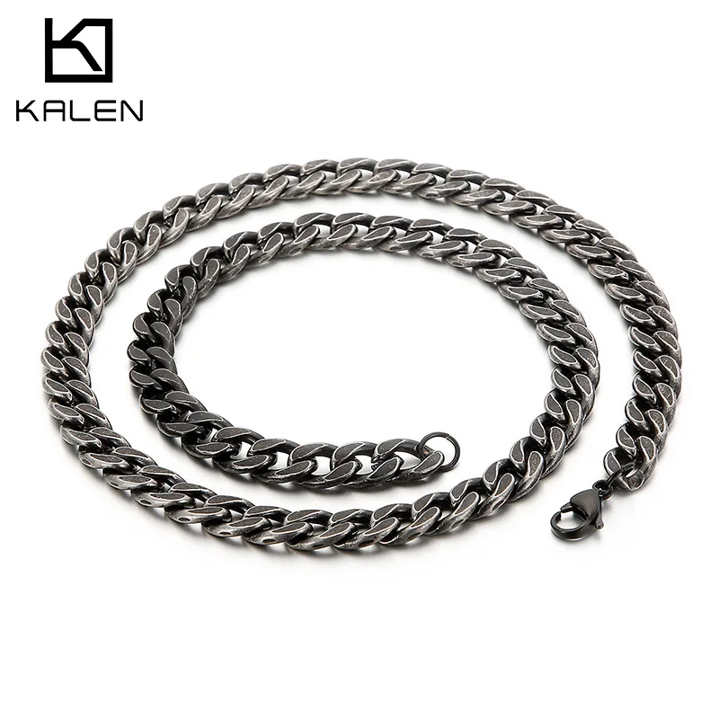 Kalen O-shaped Chain Link Wholesale Simple Retro Style Men's Stainless Steel Delicate Necklace Jewelry