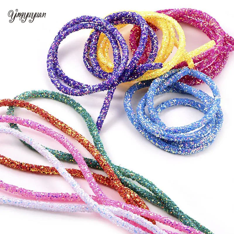 10 Yards 6mm Glitter Sequins Rhinestones Soft Tube Cord Rope String for DIY Sandals Bracelet Garment Collar Craft Supplies