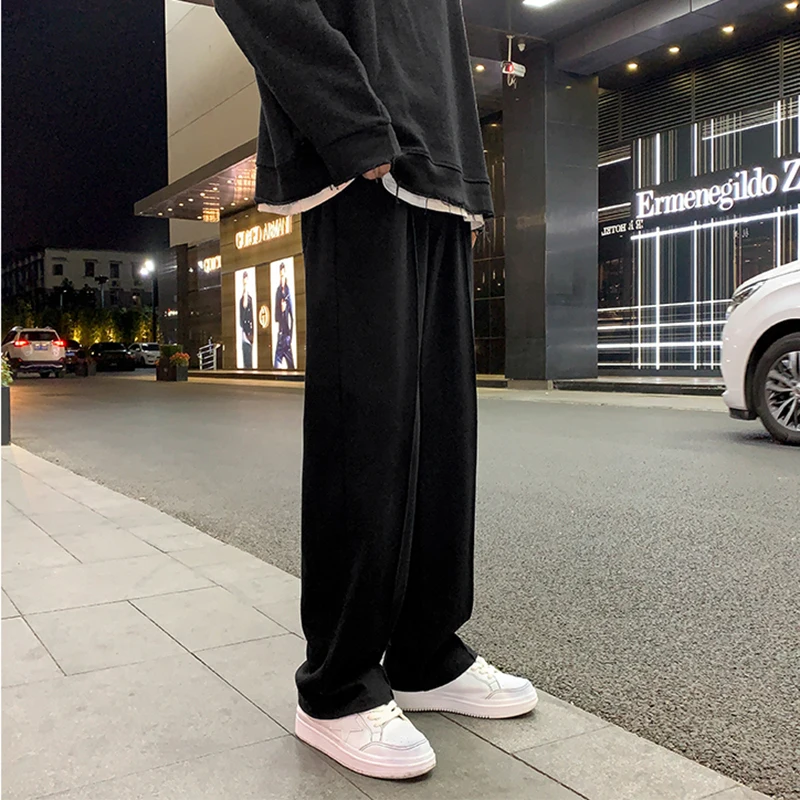 Straight Sweatpants Men Harem Pants Male Korean Loose Casual Streetwear Sport Trousers Men\'s Solid Color Joggers Oversize Pants