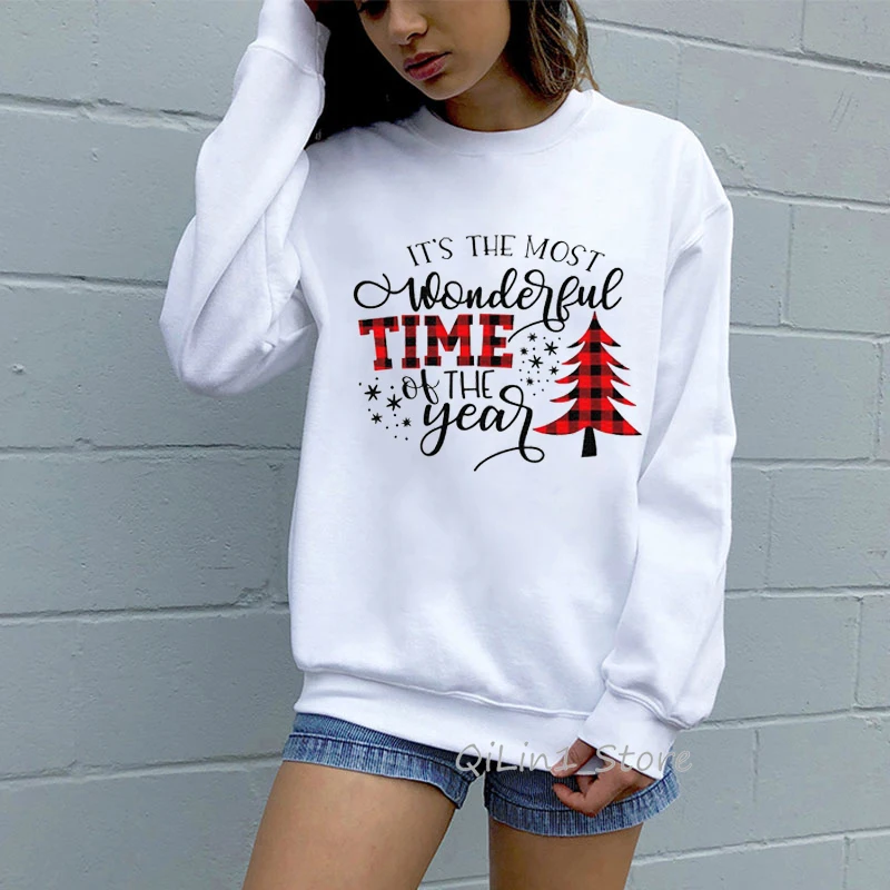 

Sudadera Mujer Christmas Hoodies Women Santa Claus Believe Tree Print Funny Hoody Ladies Xmas Gift Autumn Winter Sweatshirt