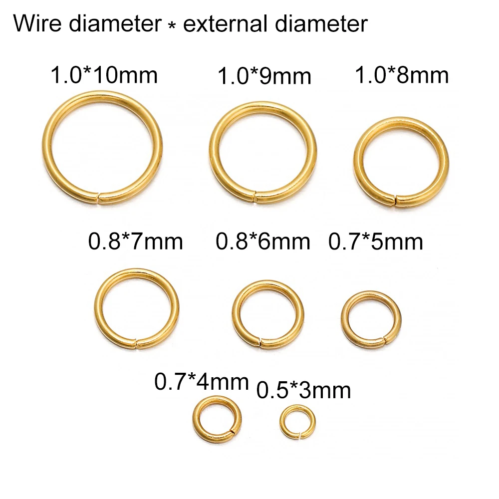 50-200pcs High Quality Gold Tone Stainless Steel Jump Rings for Jewelry Making Supplies Findings and Necklace Earring Repair 5mm