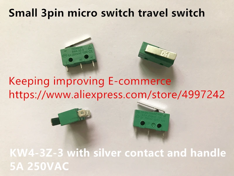 

Original new 100% small 3pin micro switch travel switch KW4-3Z-3 with silver contact and handle 5A 250VAC