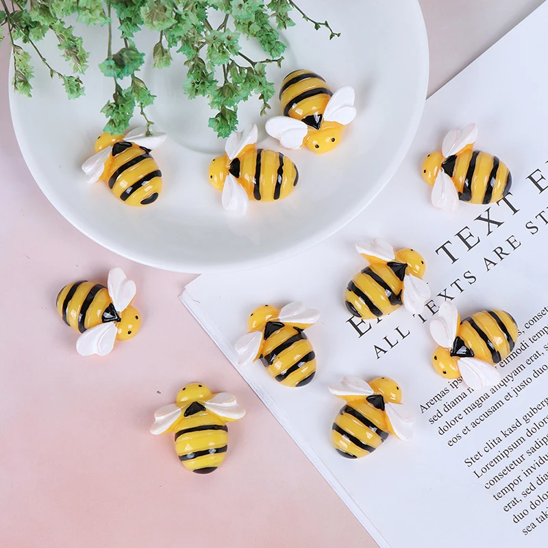 10pcs Flat Back Resin Cabochon Bee DIY Flatback Scrapbooking Embellishment Craft Decoration Craft Making Accessories