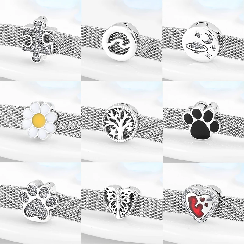 High quality Clip Beads 925 Sterling Silver hearts and round charms Fit Original reflexions Bracelet Charms Jewelry making