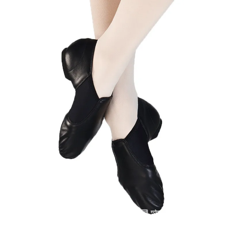 Hot Sale High Quality Professional Kids Girls Black Cow Leather Jazz Dance Shoes