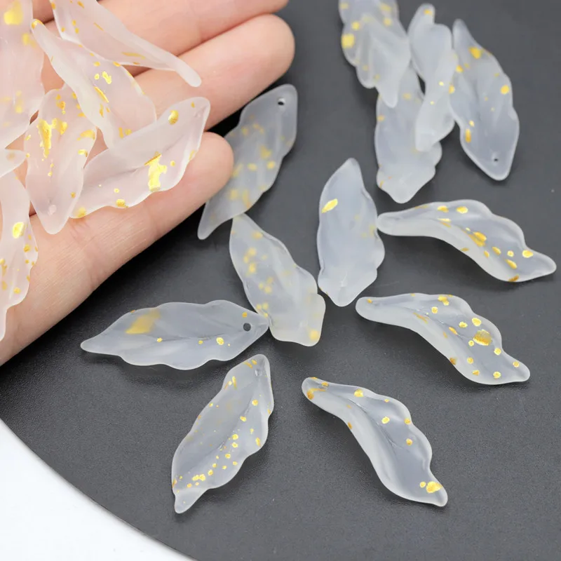 10pcs Long Leaf Shape Petal 34x12mm Handmade Lampwork Crystal Glass Loose Pendants Beads for Jewelry Making DIY Crafts Findings