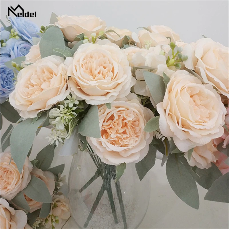 

Meldel Wedding Bouquet Flower 6 Heads Silk Peony Bridesmaid Wedding Artificial Flower Fake Peony Bunch Home Party Table Decor