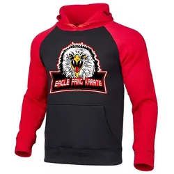 Adler Fang Karate Cobra Kai Mode Straße Druck Männer Hoodie Herbst Fleece Warme Sweatshirts Pullover Hoody Raglan Hoodie Mann