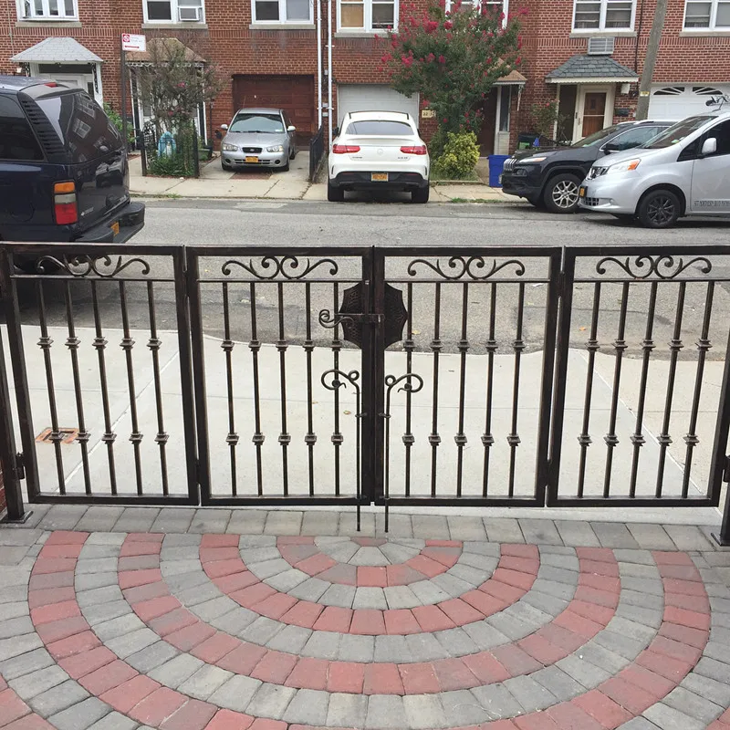 China iron company fancy automatic remote control driveway wrought iron gates hc-6