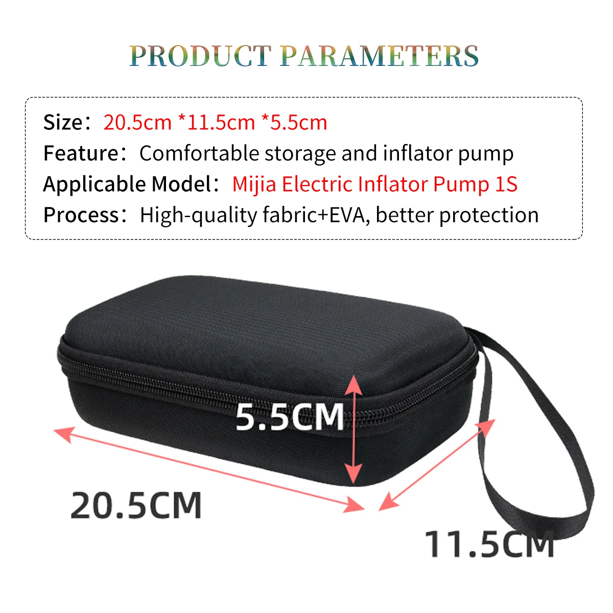 Custodia rigida in EVA per Xiaomi Mijia pompa di gonfiaggio elettrica 1S borse di stoccaggio rilevazione digitale della pressione dei pneumatici portatile scatola da viaggio