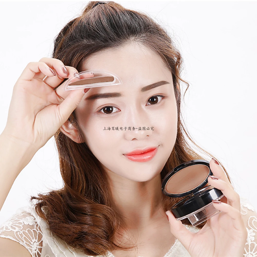 9 Optional Lazy Eyebrow Stamp Quick Makeup Eye Brow Stamps Powder Pallette Natural Easy To Wear Gray Brown Eyebrows Powder Seal