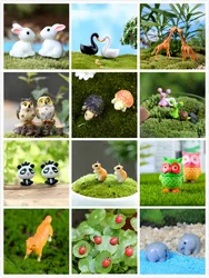 1/2/10pcs Animals Miniatures Figurines Ladybird Snail Owl Tortoise Dogs Resin Craft Dollhouse Bonsai Decor Terrarium Decoracion