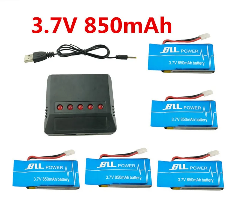 5pcs * 3.7v 850mAh Battery With 5-In-1 USB Charger For Syma X5sw X5sc RC Drone Quadcopter Spare Parts