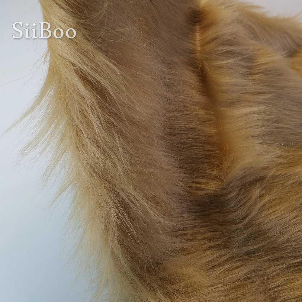 High grade camel 9cm plush faux fur fabric for winter coat vest Fur collar 150*50cm 1pc long hair fur fabric free ship SP3087