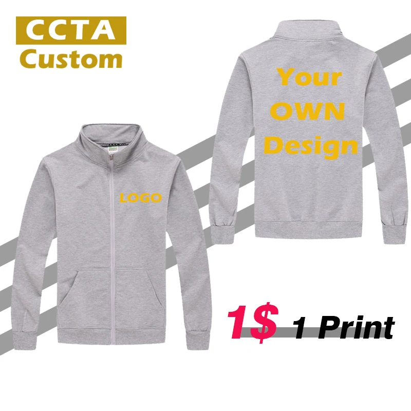 2021 Stand-up Collar Zipper Jacket Custom Logo Men Tops Embroidery LOGO Autumn Winter Jacket