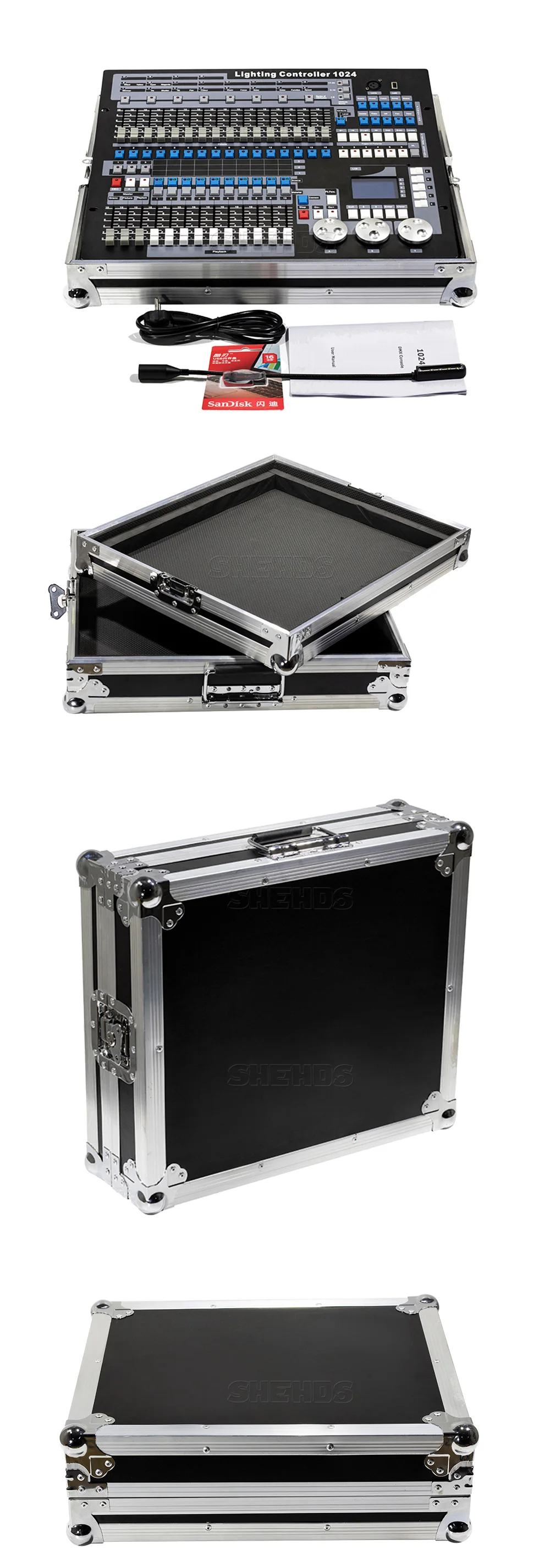 SHEHDS Flightcase 1024 DMX-Konsole für Par-Lichter, Moving-Head-Lichter, professionelle Ausrüstung für Party, DJ, Disco-Licht – Detail 6