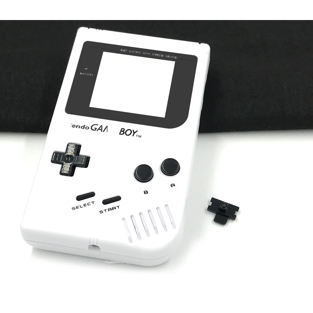 White shell case for Gameboy Classic GB GBO DMG-01 Console Housing cover w/ Glass screen lens black button