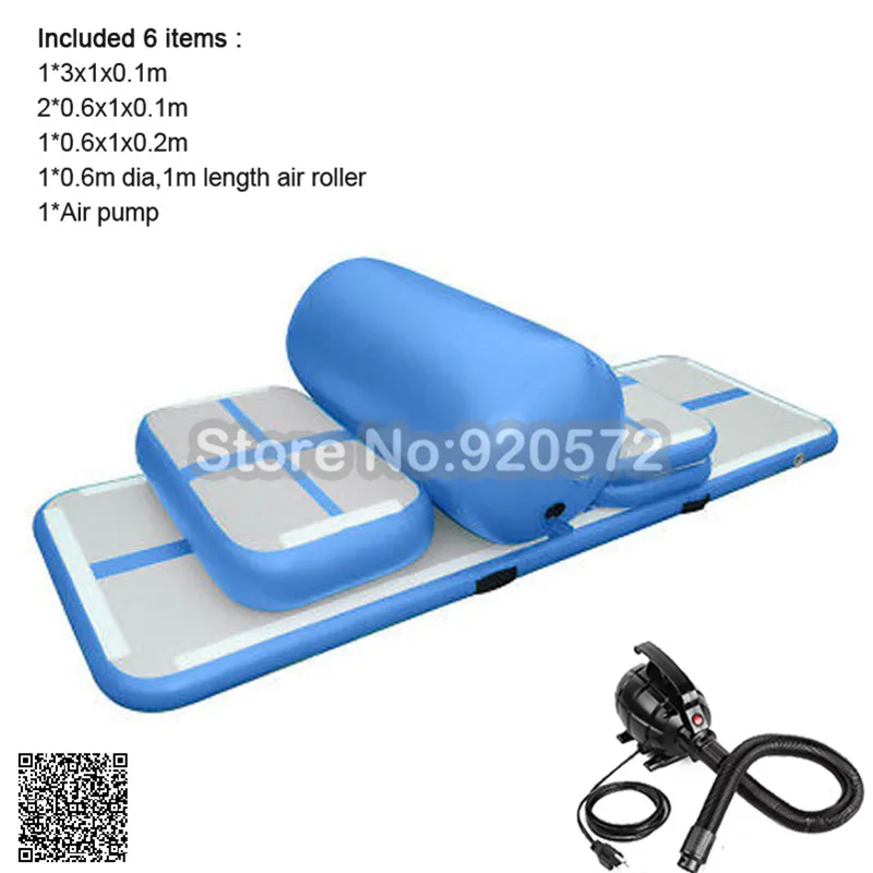 Free Shipping 6 Pieces(4 mat+1 roller+1 pump)Inflatable Home Gym Equipment Air Track Training Set / Air Gym Mat For Home Edition