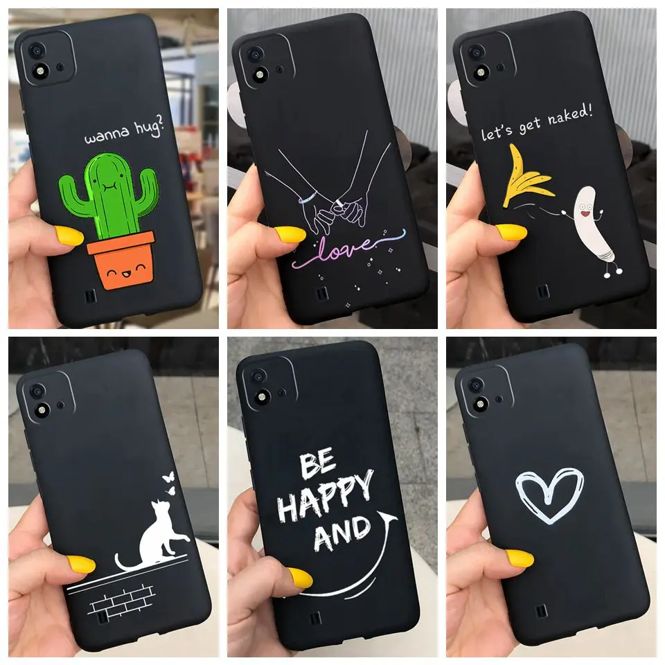 Soft Black Tpu Phone Case For Oppo Realme C11 2021 Case Cartoon Silicone Matte Back Coque For Realme C11 2021 C 11 RMX3231 6.52\