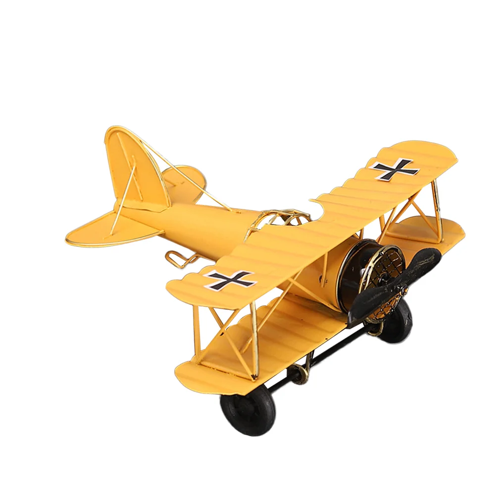 Vintage Iron Metal Plane Aircraft Models Handicraft for Photo Props Kids Home Decor Ornament Desktop Decoration(Red)