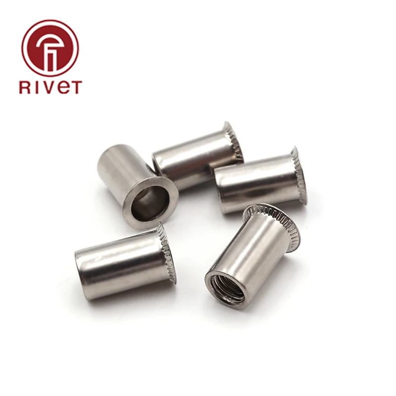 304 Stainless Steel Thread Rivet Nut Riveter Rivnut Insert Nutsert M3 M4 M5 M6 M8 M10 M12 for DIY Woodworking Tool 10PCS