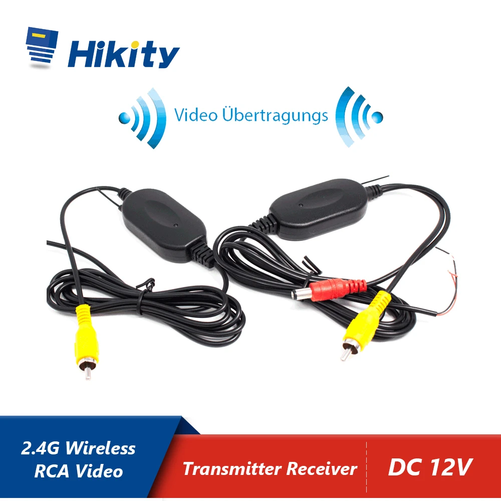 Hikity Wireless RCA Video Transmitter Receiver Adapter Kit for Car DVD Rear View Camera Reverse Parking Backup Cam Monitor 2.4G