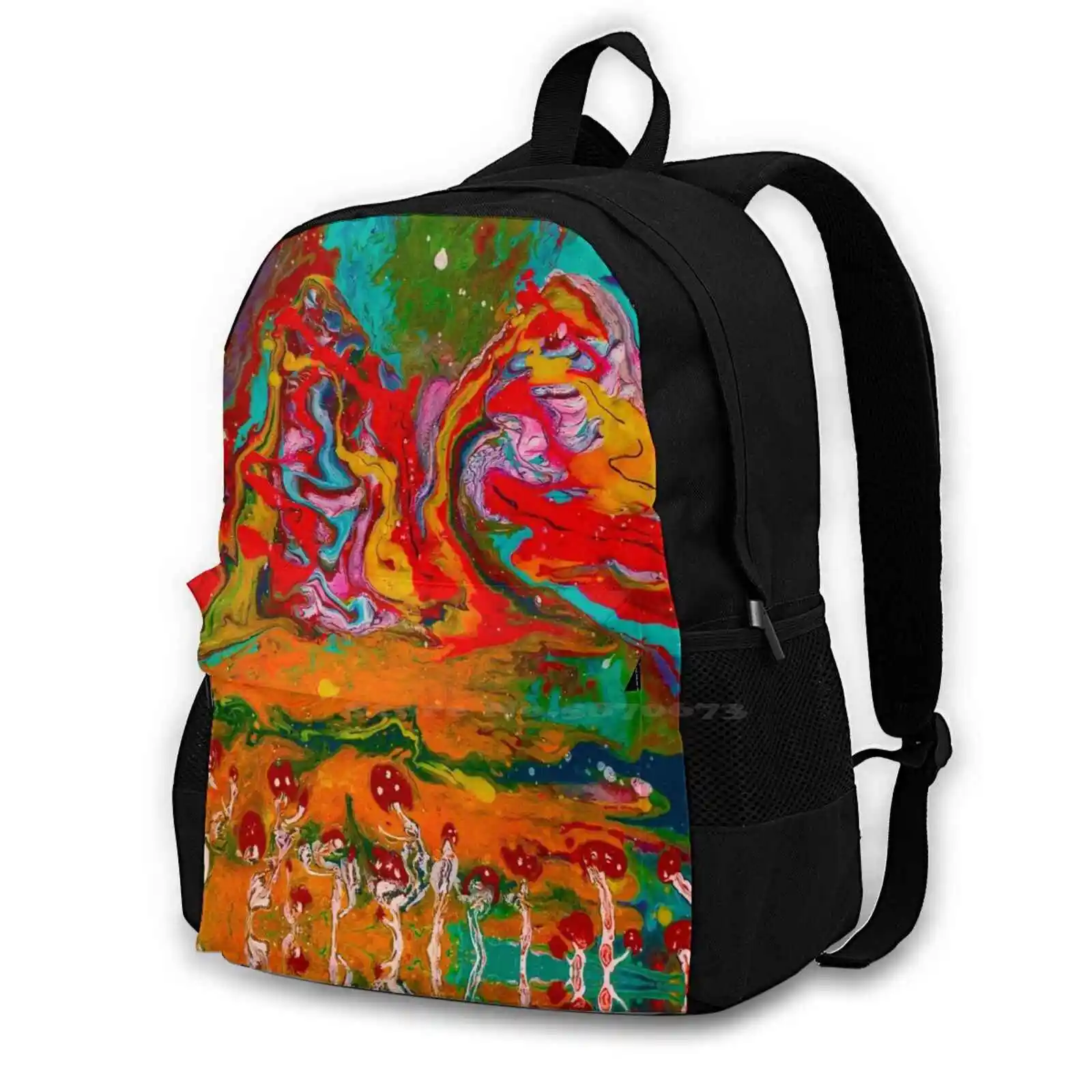 Psychedelic Mushroom Landscape Bag Backpack For Men Women Girls Teenage Mushrooms Psychedelic Mountain Hippie Colorful