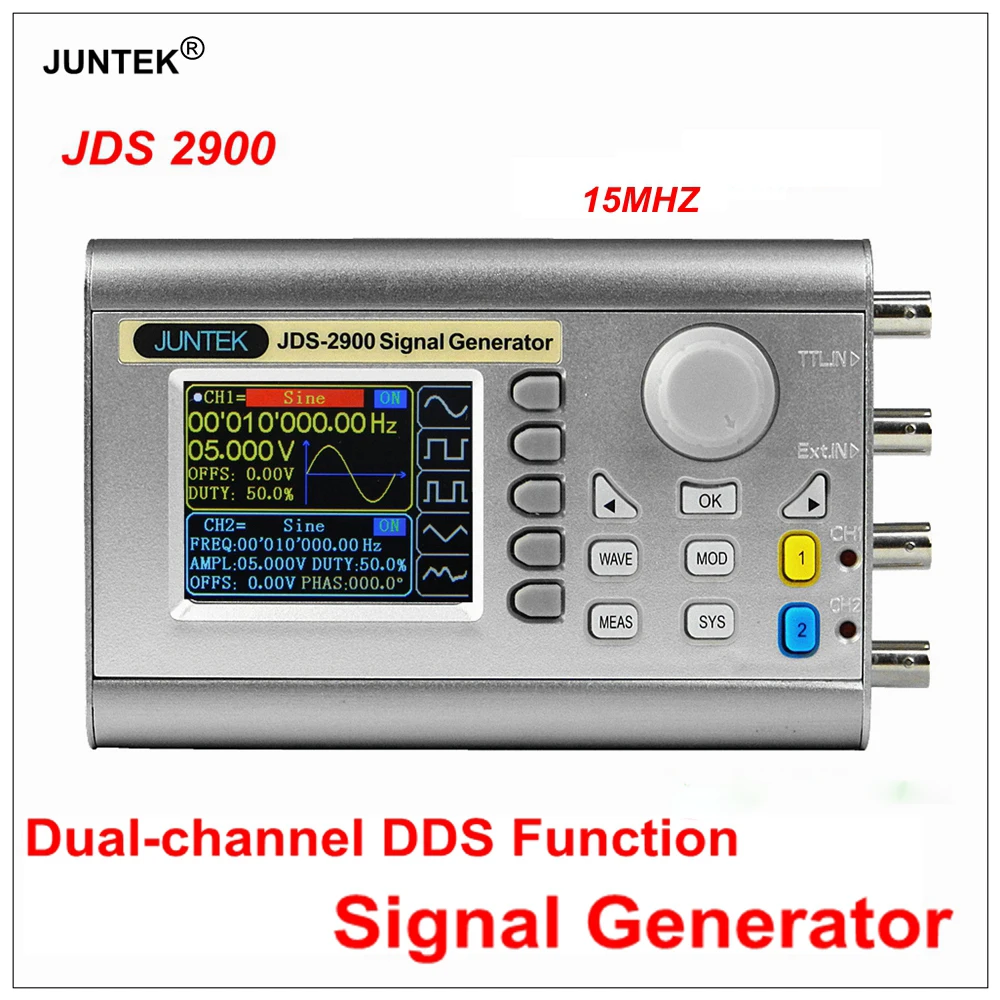 JUNTEK JDS2900 15MHz Signal Generator DDS Function Counter Precision Digital Control Dual-Channel Arbitrary Waveform Generator