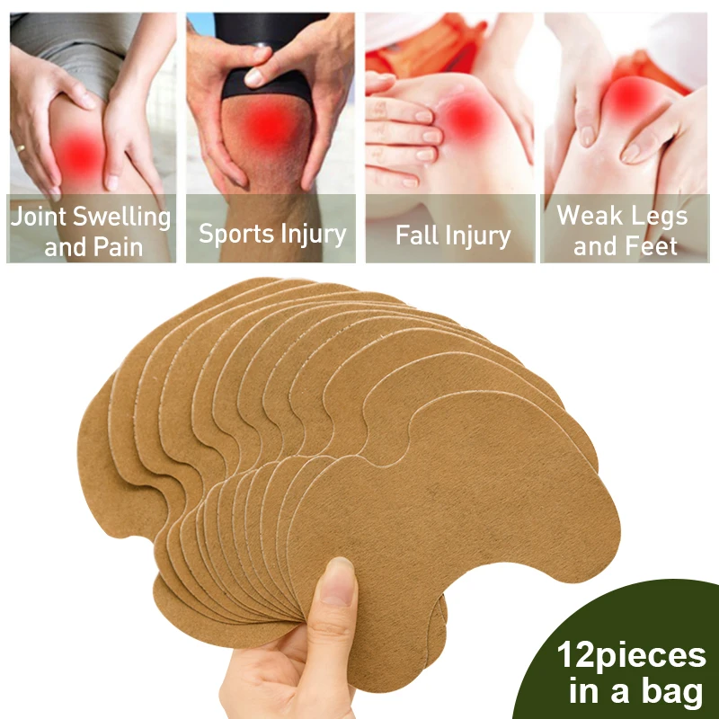 12Pcs/Bag New Knee Plaster Wormwood Extract Cervical Joint Pain Relief Sticker Rheumatoid Arthritis Analgesic Plaster HealthCare