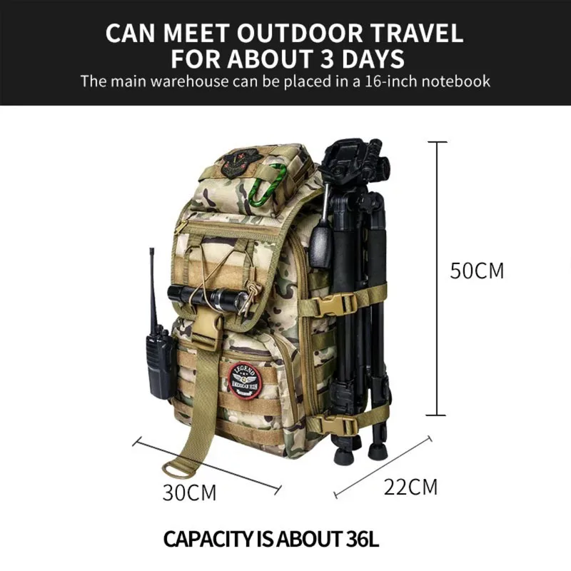 Tactical Military Backpack Molle 40L Outdoor Hunting Backpack Men Army Tactical Bag Large Hiking Fishing Bag Laptop Rucksack