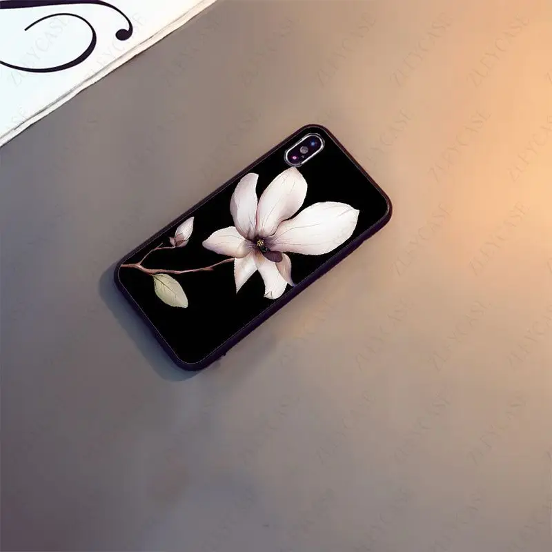 Magnolia Gardenia Flower Shell Phone Case For iphone 15pro 11pro 13pro 14pro 12pro xs max 7 8 XR 12mini 15plus 13mini SE cover