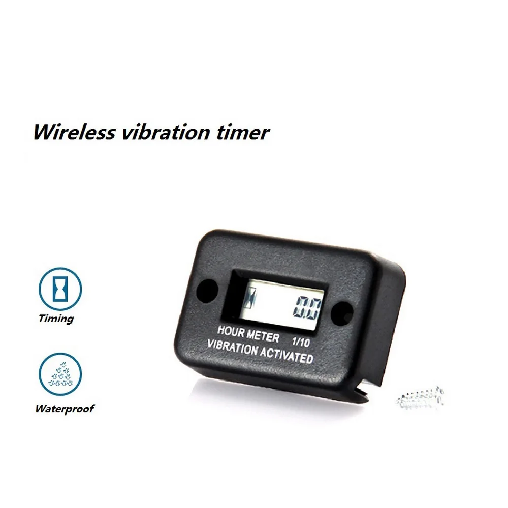 Compteur Horaire à Vibration Sans Fil, Minuterie Numérique LCD Étanche pour Moto, Générateur de Gaz, Moteur de Tondeuse à Gazon RL