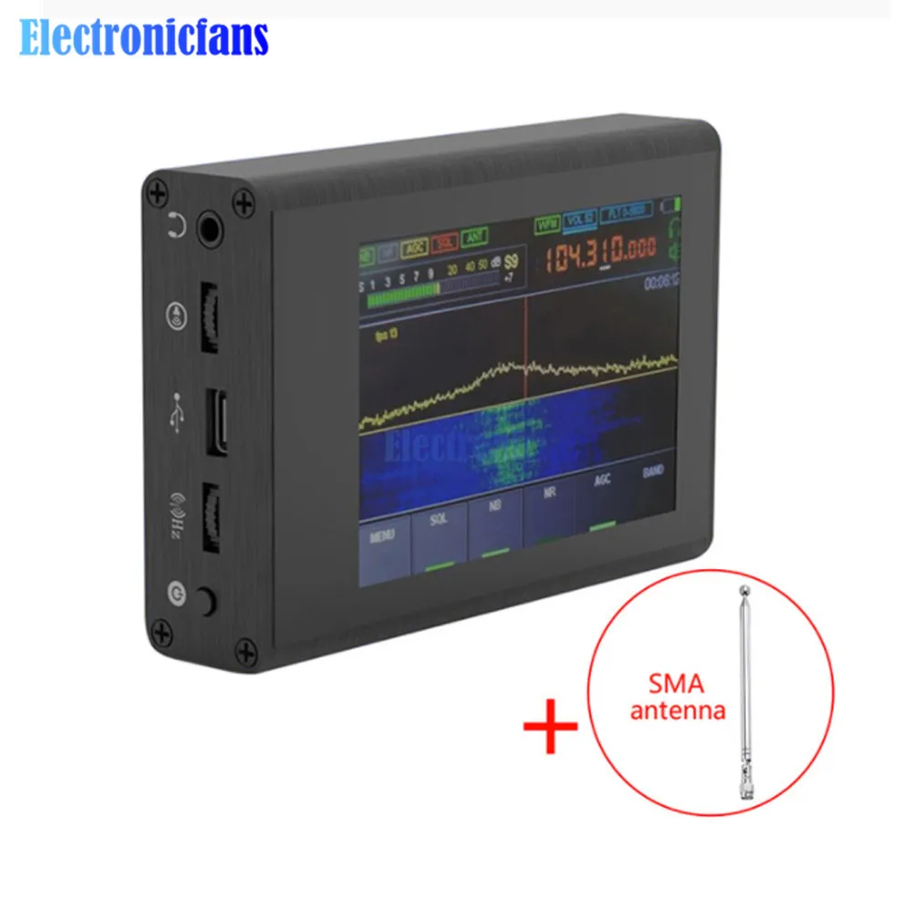 50KHz-200MHz Malachite Receiver Malahit SDR Transceiver Receiver 3.5 Inch TFT Touch Screen Radio Network Analyzers with Antenna